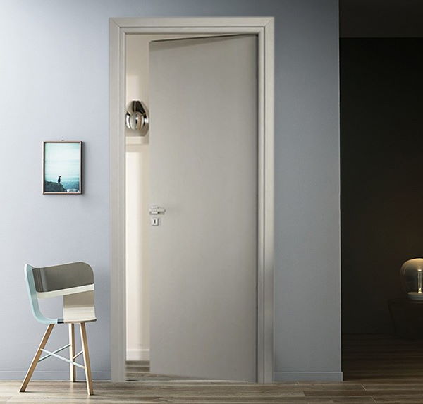 Wooden door with concrete effect lacquer